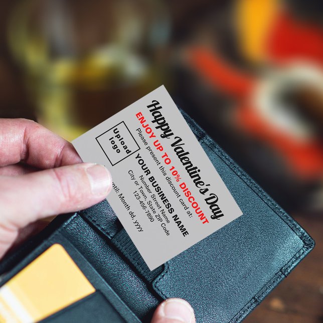 Business Valentine Grey Discount Card (Attract more customers this Valentine's Day. Business Valentine gray discount card.)