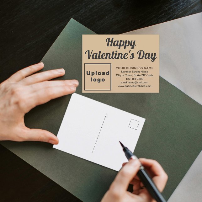 Business Valentine Light Brown Holiday Postcard (Business Valentine light brown holiday postcard to advertise your business this Valentine's Day.)