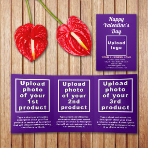 Business Valentine Purple Trifold Card