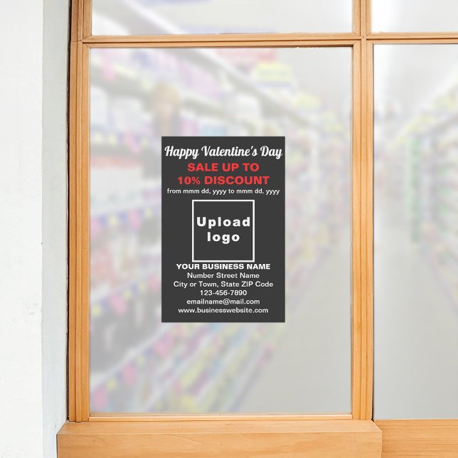 Business Valentine Sale on Black Photo Paper (Business Valentine sale on black photo paper on store window. Signage to attract more customers.)