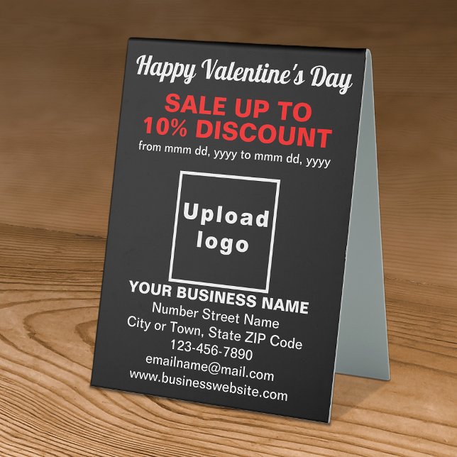 Business Valentine Sale on Black Table Sign (Business Valentine sale on black table sign. Signage to attract more customers.)