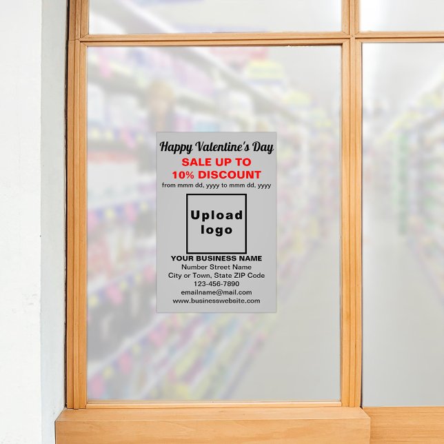 Business Valentine Sale on Grey Photo Paper (Business Valentine sale on gray photo paper on store window. Signage to attract more customers.)