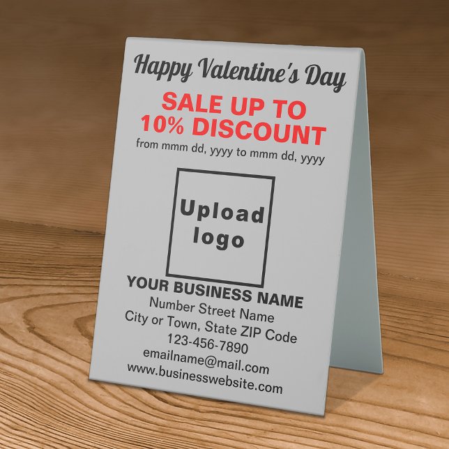 Business Valentine Sale on Grey Table Sign (Business Valentine sale on gray table sign. Signage to attract more customers.)