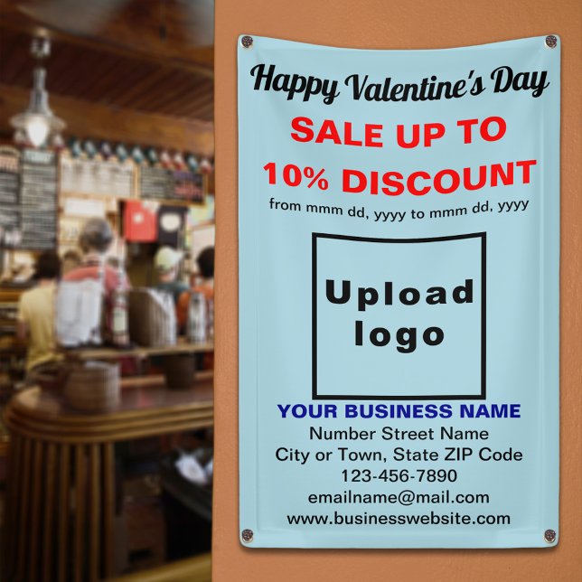 Business Valentine Sale on Light Blue Banner (Business Valentine sale on light blue banner. Signage to attract more customers.)