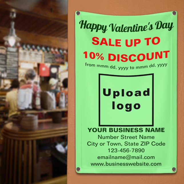 Business Valentine Sale on Light Green Banner (Business Valentine sale on light green banner. Signage to attract more customers.)