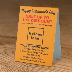 Business Valentine Sale on Orange Colour Table Sig