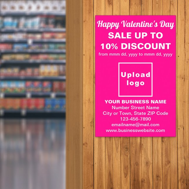 Business Valentine Sale on Pink Poster (Business Valentine sale on pink poster. Signage to attract more customers.)