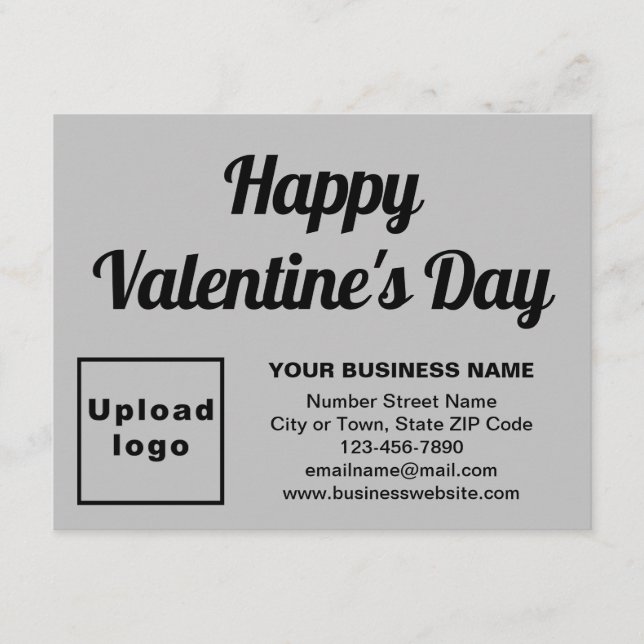 Business Valentine Small Grey Flat Holiday Card (Front)