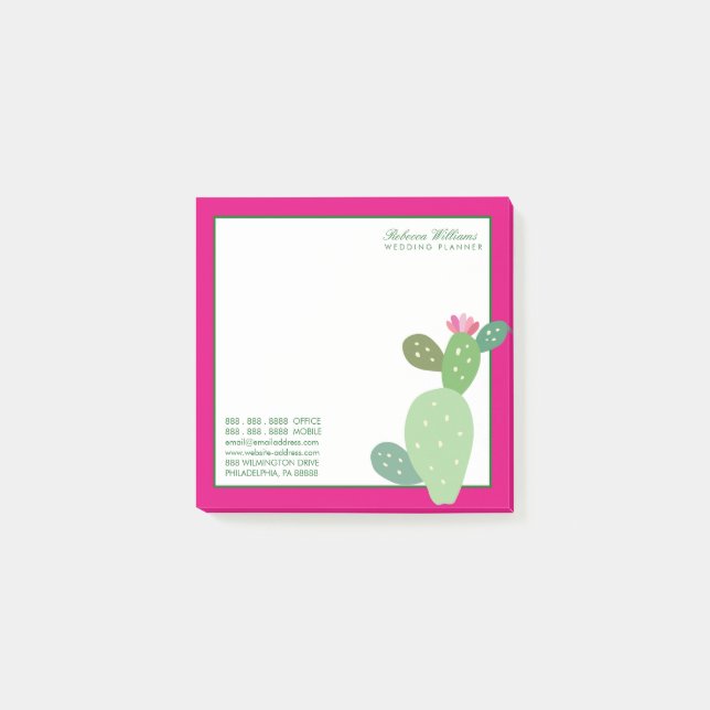 Business | Watercolor Cactus Post-it Notes (Front)