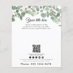 Business Watercolor Eucalyptus Greenery QR Code  Flyer