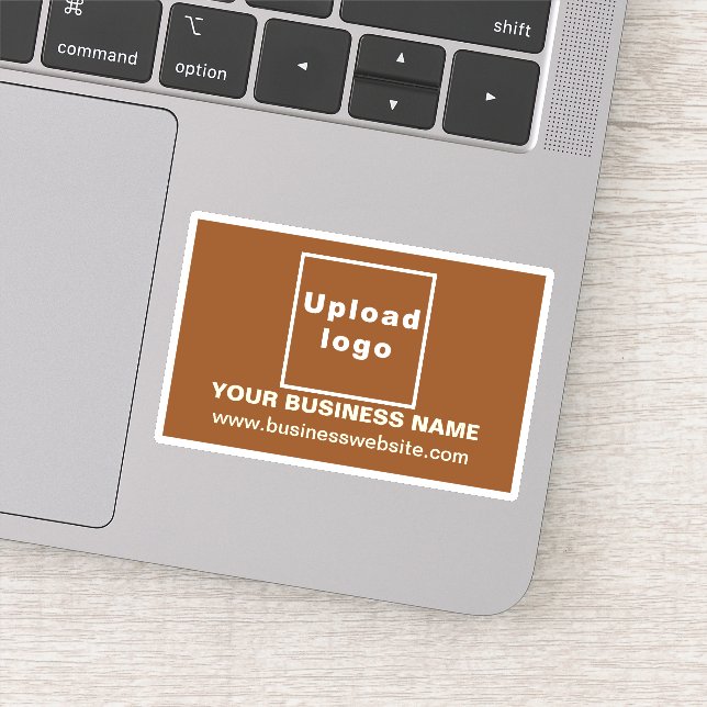 Business Website on Brown Rectangle Vinyl Sticker (Detail)