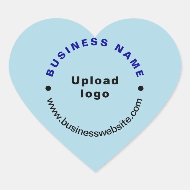 Business Website on Light Blue Heart Shape Sticker (Front)