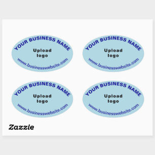 Business Website on Light Blue Oval Shape Sticker