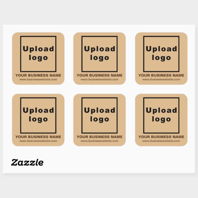 Business Website on Light Brown Square Sticker (Sheet)