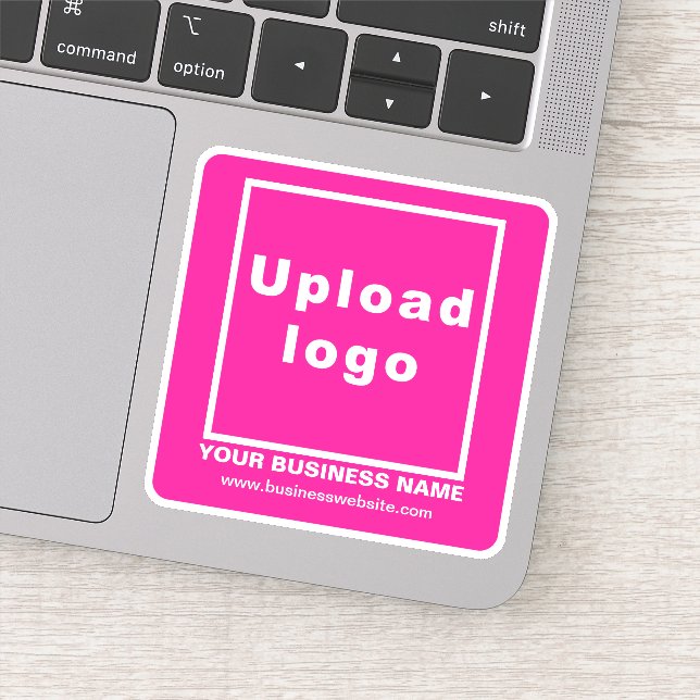 Business Website on Pink Square Vinyl Sticker (Detail)