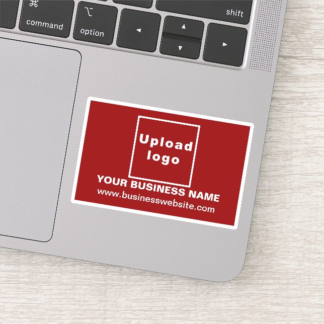 Business Website on Red Rectangle Vinyl Sticker (Detail)