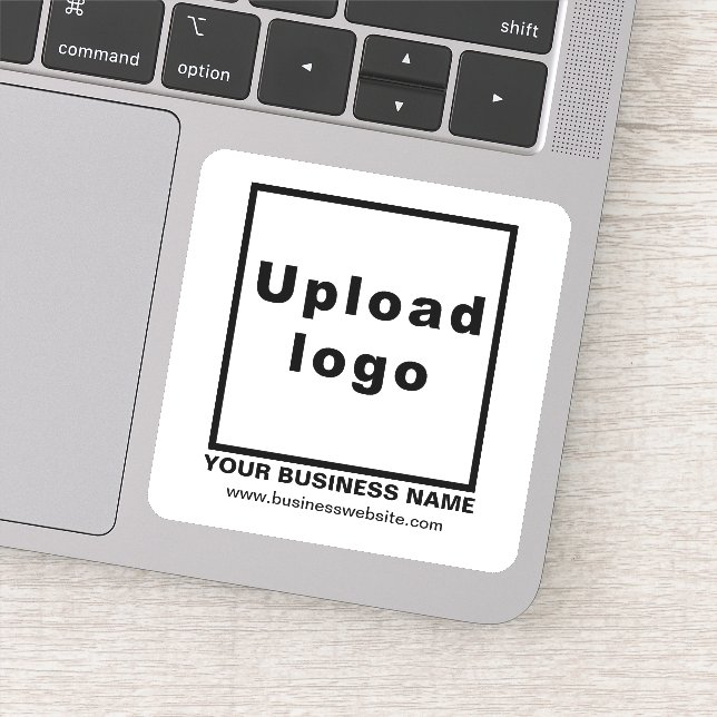 Business Website on White Square Vinyl Sticker (Detail)