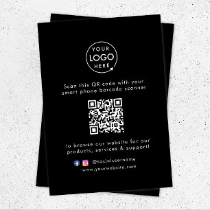 Business Website QR Code Scan Me Modern Black Enclosure Card
