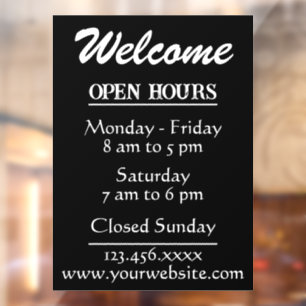 Business Welcome and Open Hours Website