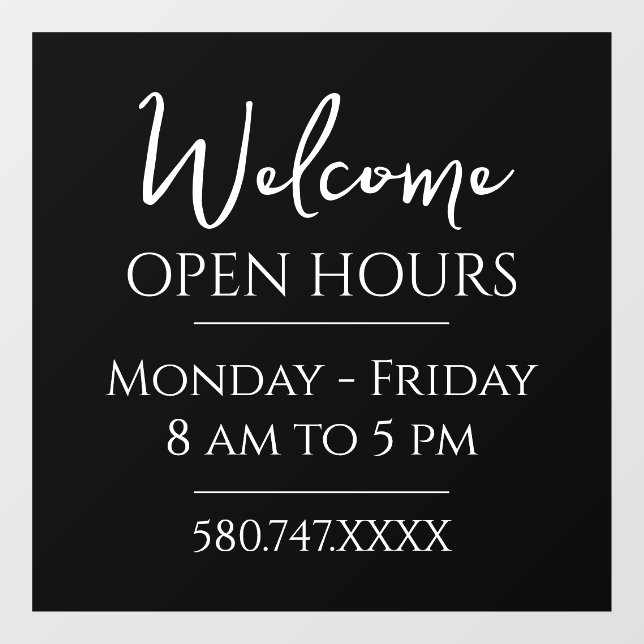 Business Welcome Hours Just The Basics (Sheet)
