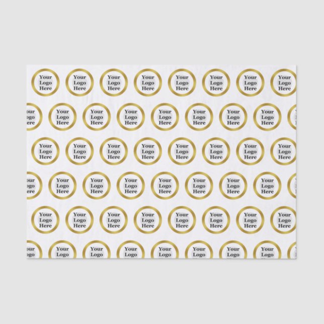 Business White and Gold Elegant Your Logo Here Tissue Paper (Front)