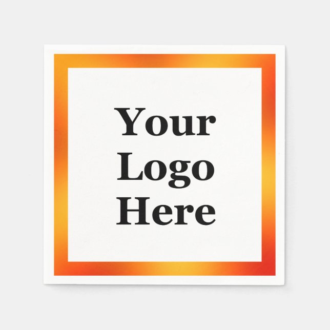 Business White and Orange Gradient Your Logo Here Napkin (Front)