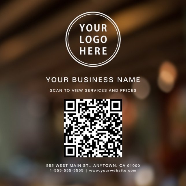 Business White Logo QR Code Window Cling (Creator Uploaded)