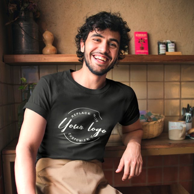 Business white logo with social handle Employee T-Shirt (Creator Uploaded)