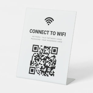 Business Wifi Network QR Code White Modern Pedestal Sign