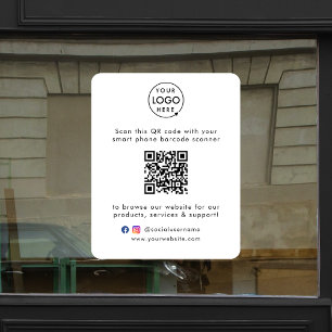 Business Window Cling QR Code Vinyl Decal Sign