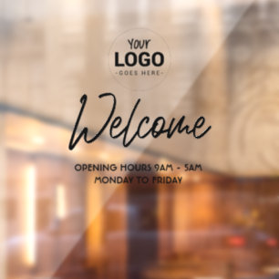 Business Window Cling with Welcome & opening hours