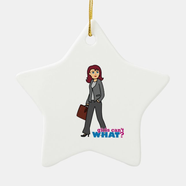 Business Woman Ceramic Tree Decoration (Front)