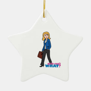 Business Woman - Light/Blonde Ceramic Ornament