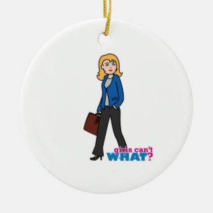 Business Woman - Light/Blonde Ceramic Tree Decoration