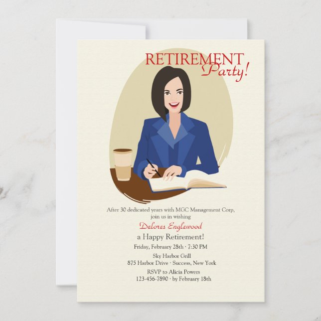 Business Woman Retirement Party Invitation (Front)
