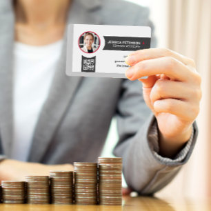 Business Woman Smiling Corporate QR Code Business Card