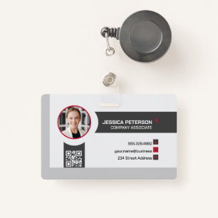 Business Woman Smiling Corporate QR Code ID Badge