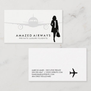Business Woman Travelling   Aeroplane Card