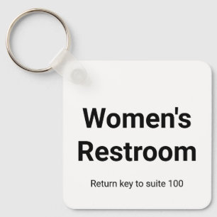 Business Women's Restroom Return Key 2 Sides White Ring