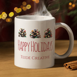 Business Xmas Coffee Mug Corporate Holidays Cone
