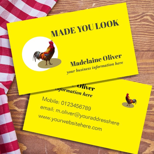 Business Yellow Chicken Made You Look Business Card (Creator Uploaded)