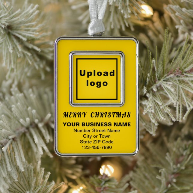 Business Yellow Portrait Rectangle Framed Silver Plated Framed Ornament (Tree)