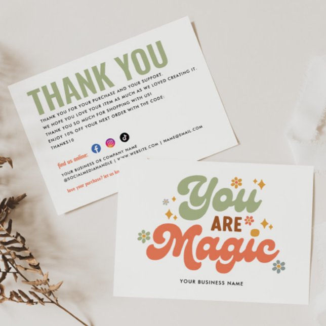 Business You are Magic Retro Boho Floral Thank You Invitation (Creator Uploaded)