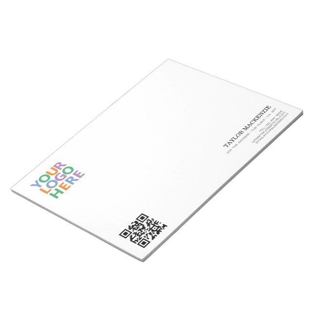 Business Your Logo Custom Personalized QR Code Notepad (Angled)