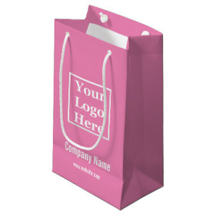 Business Your Logo Here Template on Pink Small Gift Bag