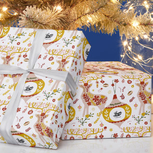 Business your logo Holiday vintage Merry Christmas Wrapping Paper
