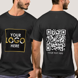 Business Your Logo QR Code Text Promotional Black T-Shirt