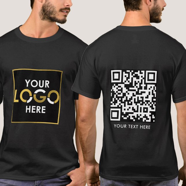Business Your Logo QR Code Text Promotional Black T-Shirt (Business Your Logo QR Code Text Promotional Black T-Shirt)