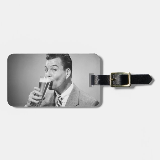 Businessman Drinking Beer Luggage Tag (Front Horizontal)