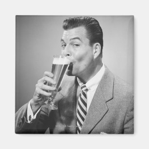 Businessman Drinking Beer Magnet